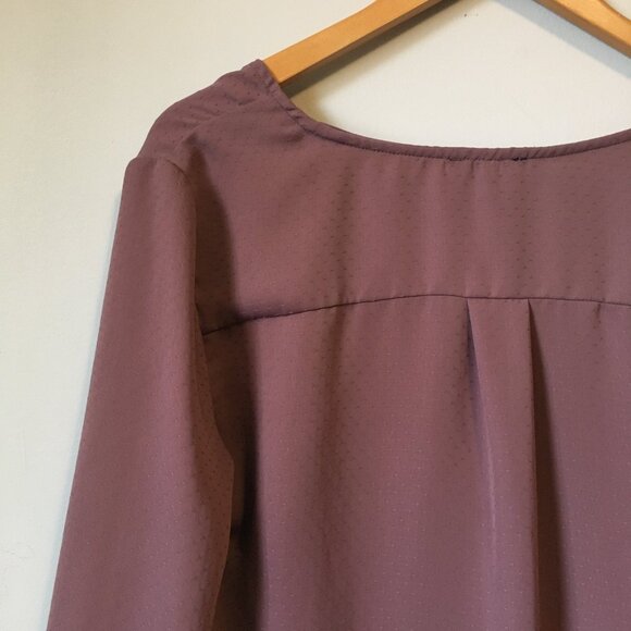 Mauve Button Collar Bohemian Peasant Blouse - Picture 7 of 16